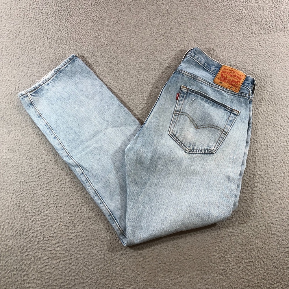 levis 501 pants adults tag 35x32 blue denim jeans fits (34x29.5) worn